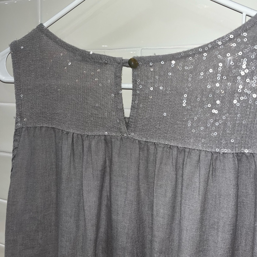 Lungo L'arno 100% Linen Sequin Detailed Shift Dress
Gray Size Large - Picture 6 of 10